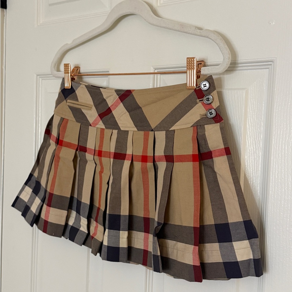 Burberry Beige and Red Check Mini Skirt